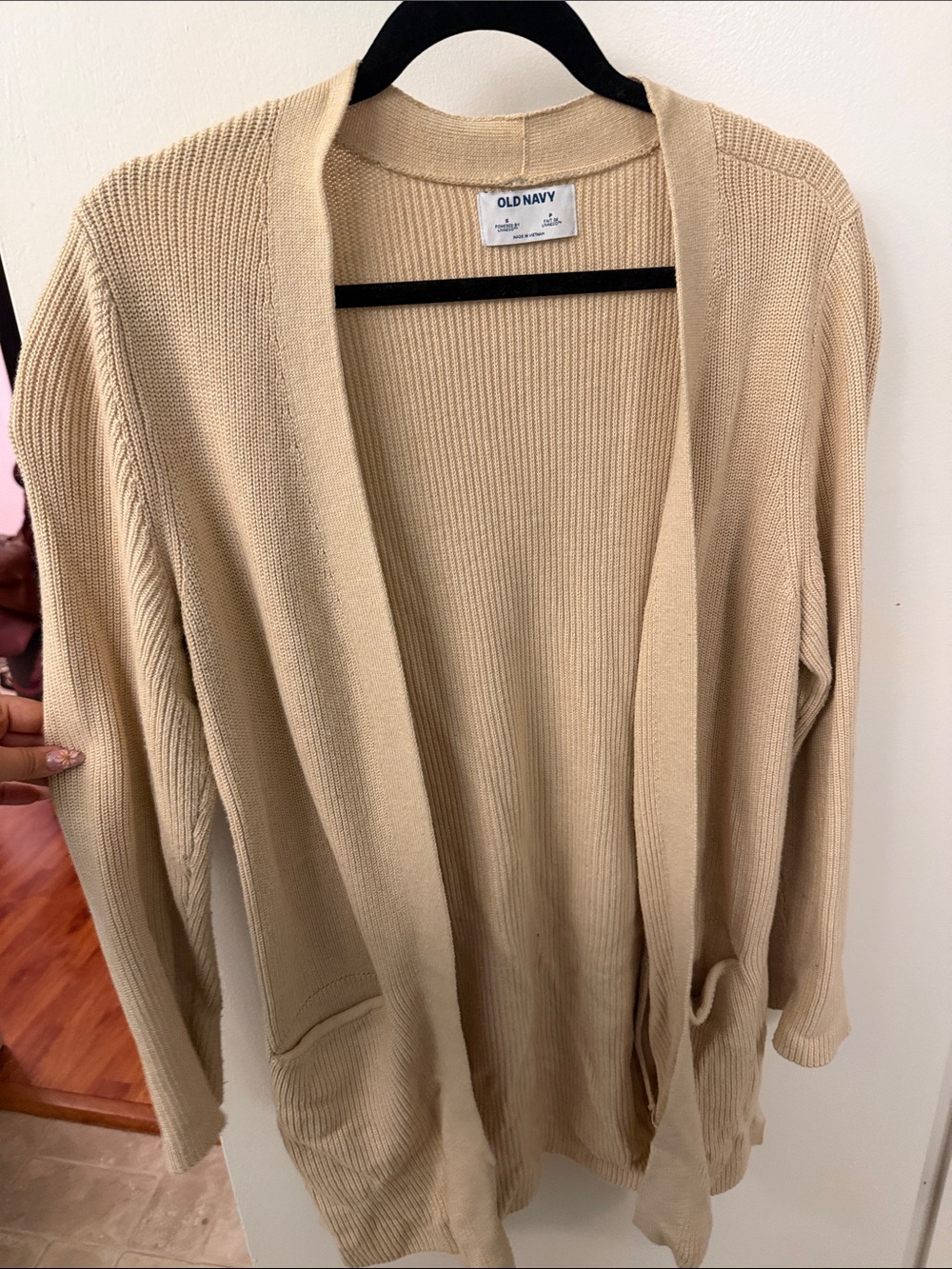 Old Navy Beige Open-Front Ribbed Cardigan